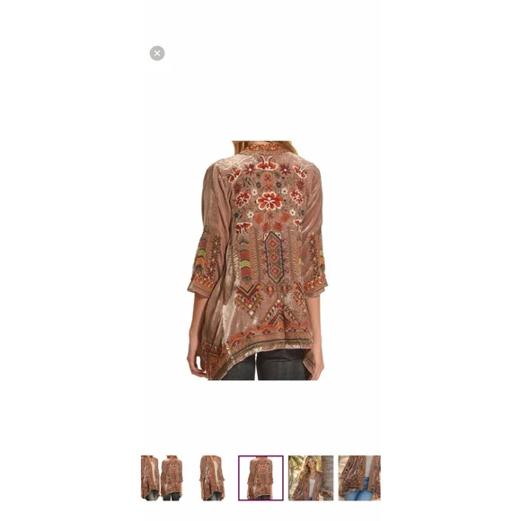 Johnny Was Maeve Velvet Embroidered Kimono